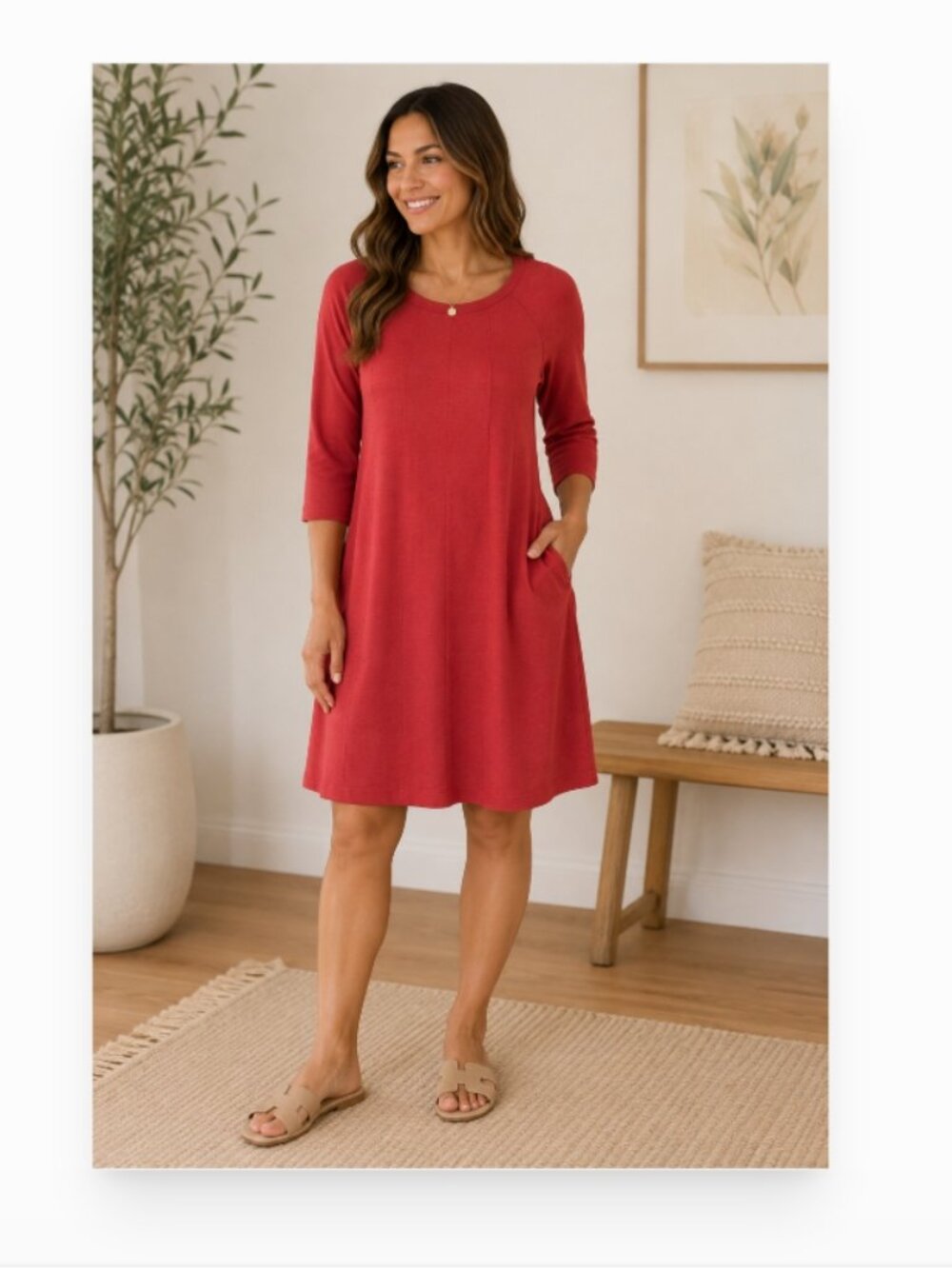J. Jill women's small cotton/modal long sleeve t shirt dress EUC with pleating